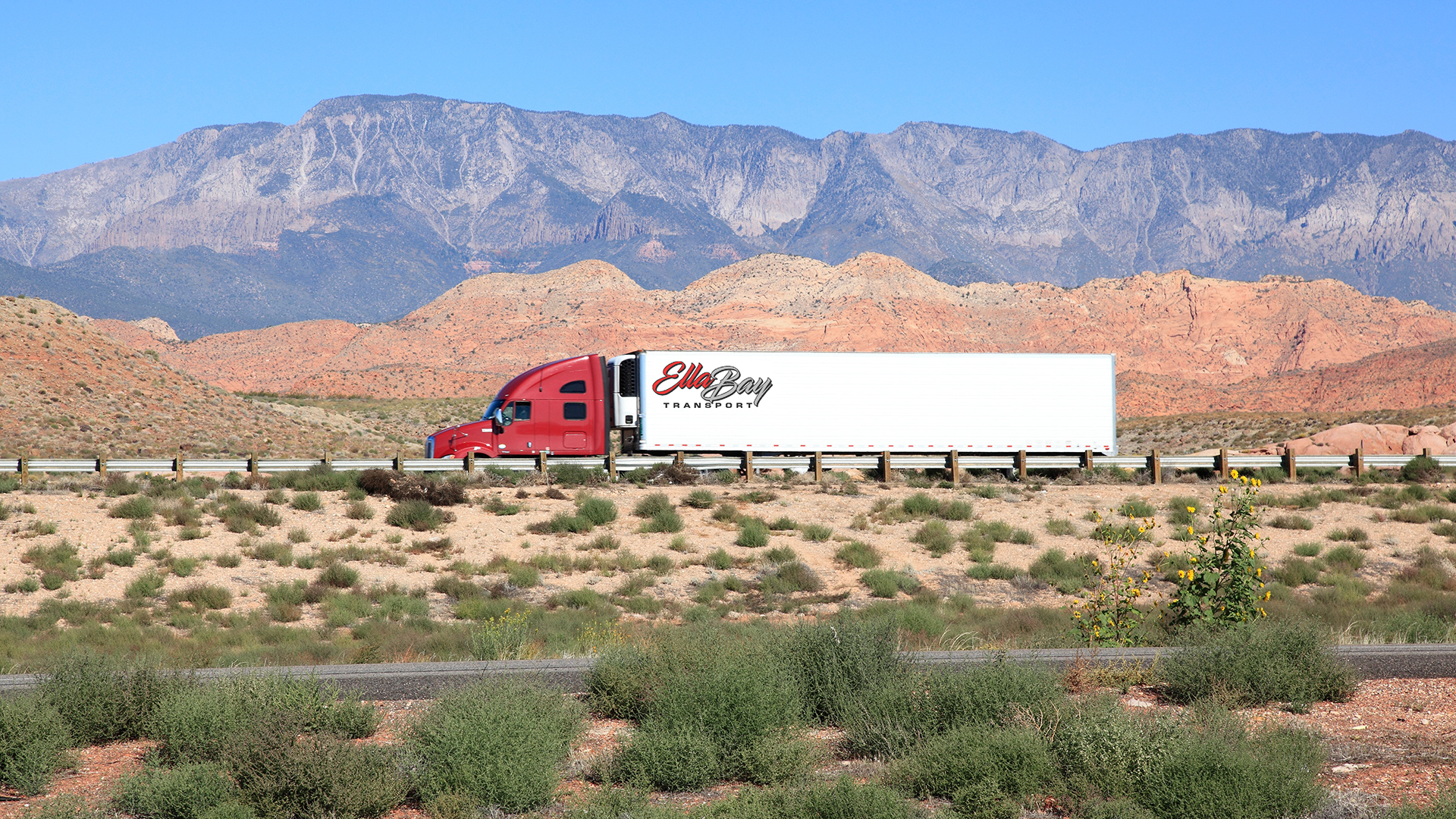 Ella Bay truck on a desert road